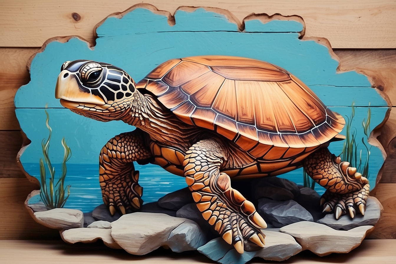 Elevate Your Space with Wooden Turtle Wall Decor : Shell Serenity